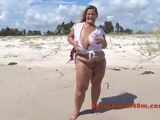 Sarah takes her humungous lengthy saggers to the seaside