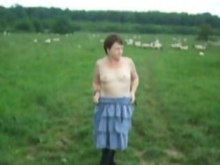 Mature hoe ambling bare outdoors blend 2